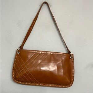 GAP Brown Leather Shoulder Bag with Glossy Finish